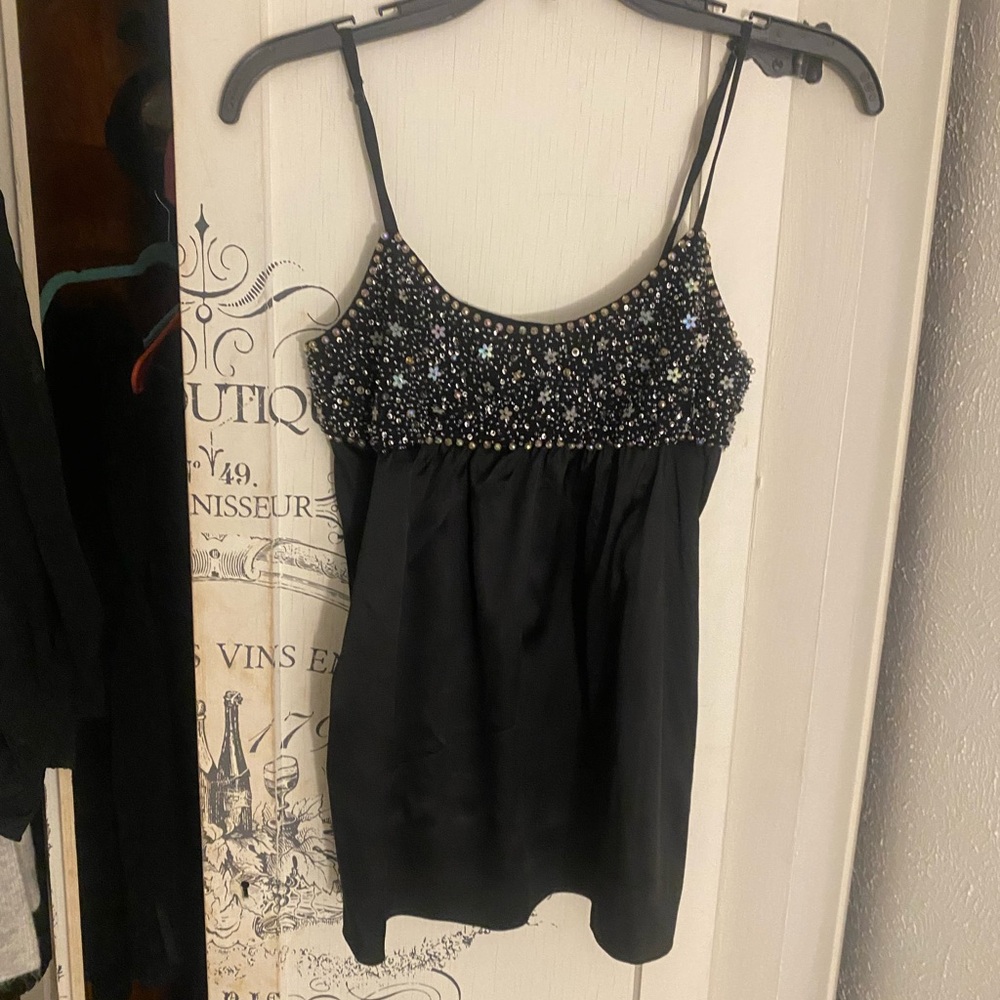 NWT Rebecca Taylor Black Silk Alene Cami with Sequins- SZ 8